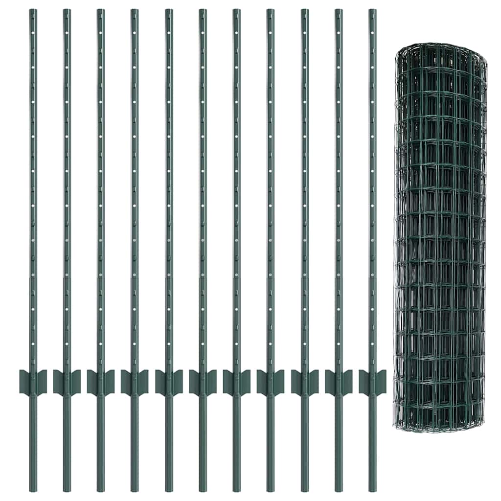 Eurohegn med stolpe 25 x 1 m PVC-belagt stål Grøn Mesh