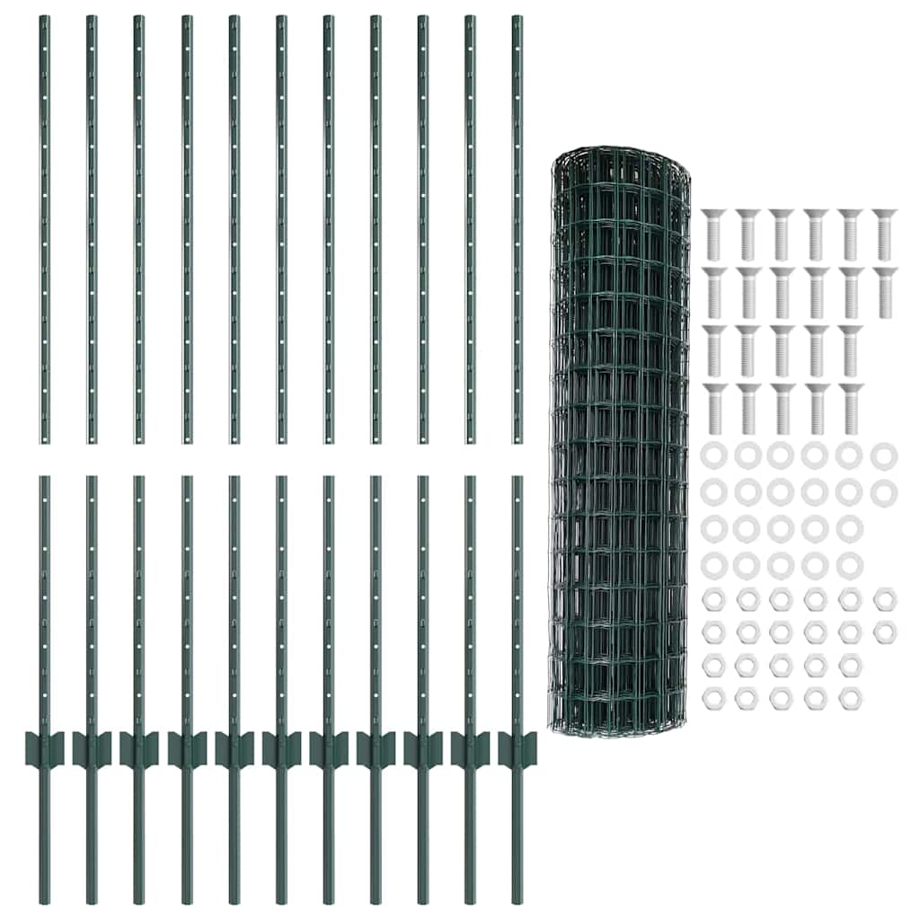 Eurohegn med stolpe 25 x 1,2 m PVC-belagt stål Grøn Mesh