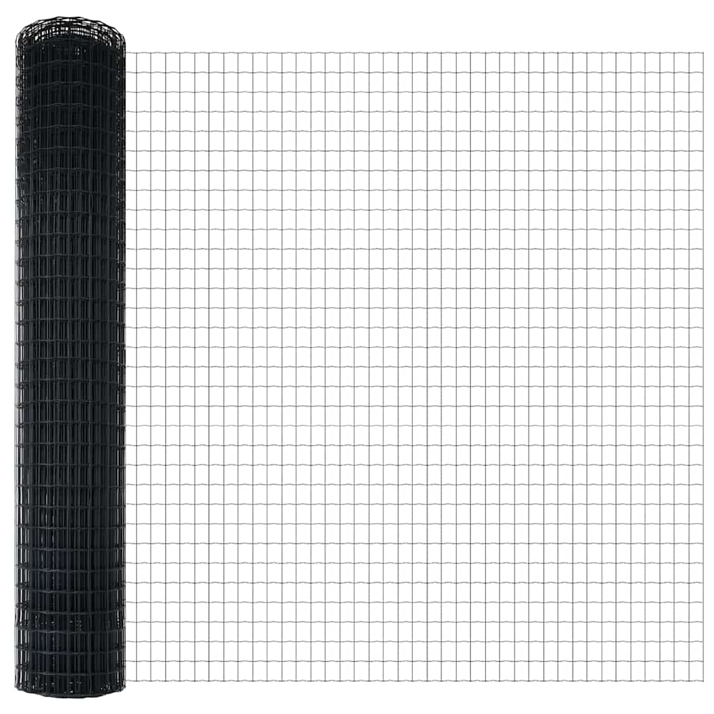 Eurohegn med stolpe 10 x 1,5 m PVC-belagt stål Grå Mesh