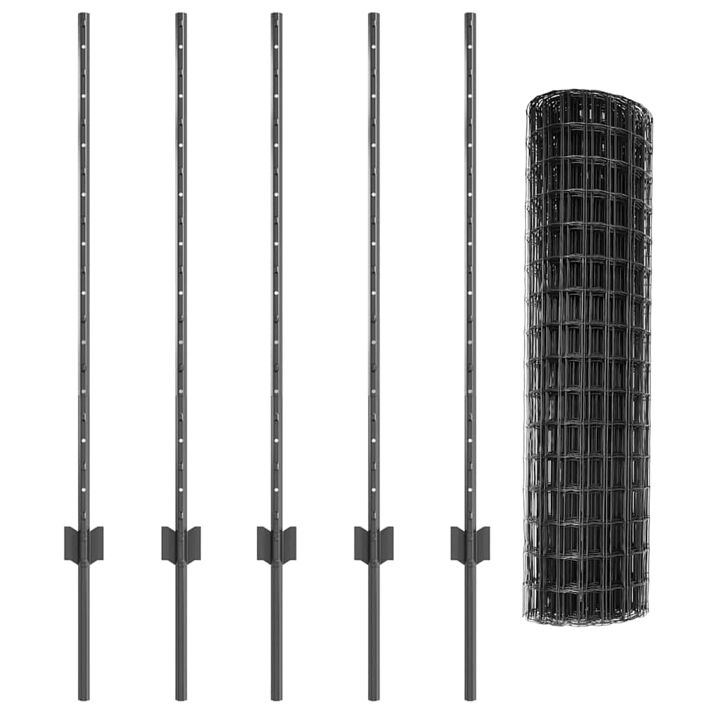 Eurohegn med stolpe 10 x 1 m PVC-belagt stål Grå Mesh