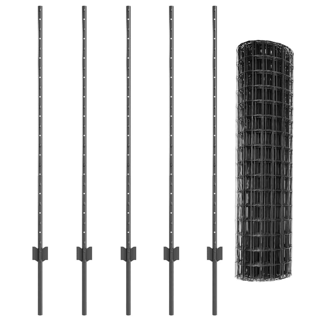 Eurohegn med stolpe 10 x 1,2 m PVC-belagt stål Grå Mesh