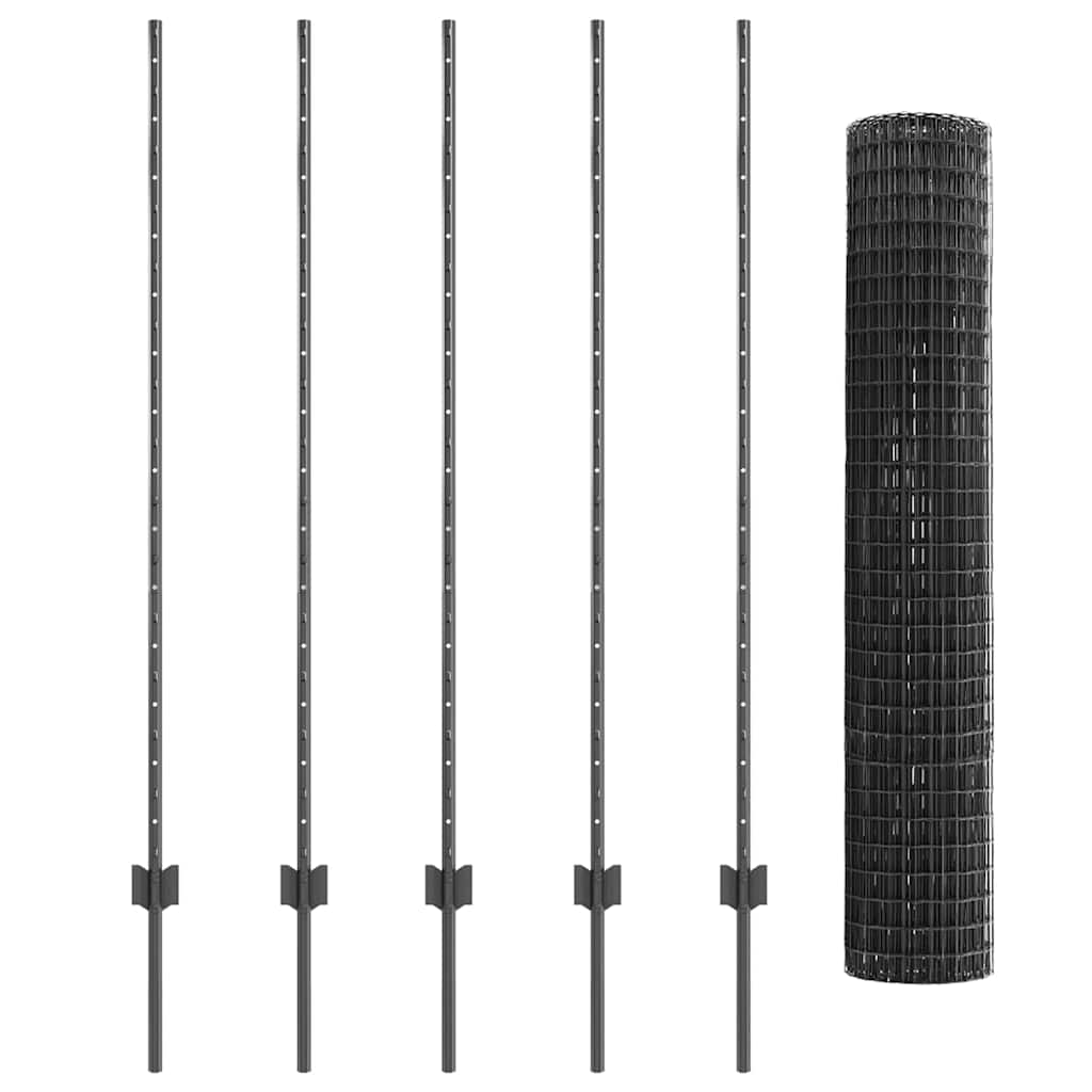 Eurohegn med stolpe 10 x 1,4 m PVC-belagt stål Grå Mesh