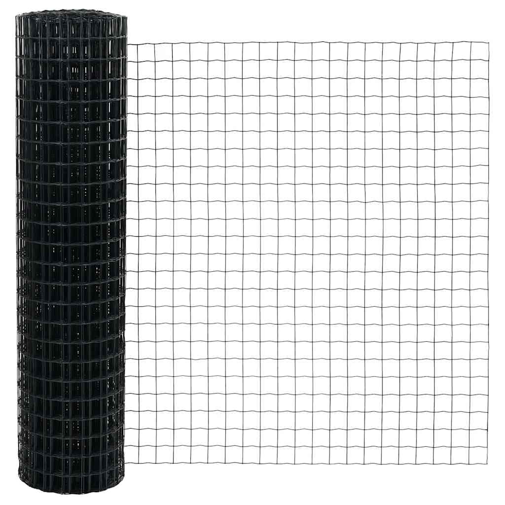 Eurohegn med stolpe 25 x 1,2 m PVC-belagt stål Grå Mesh
