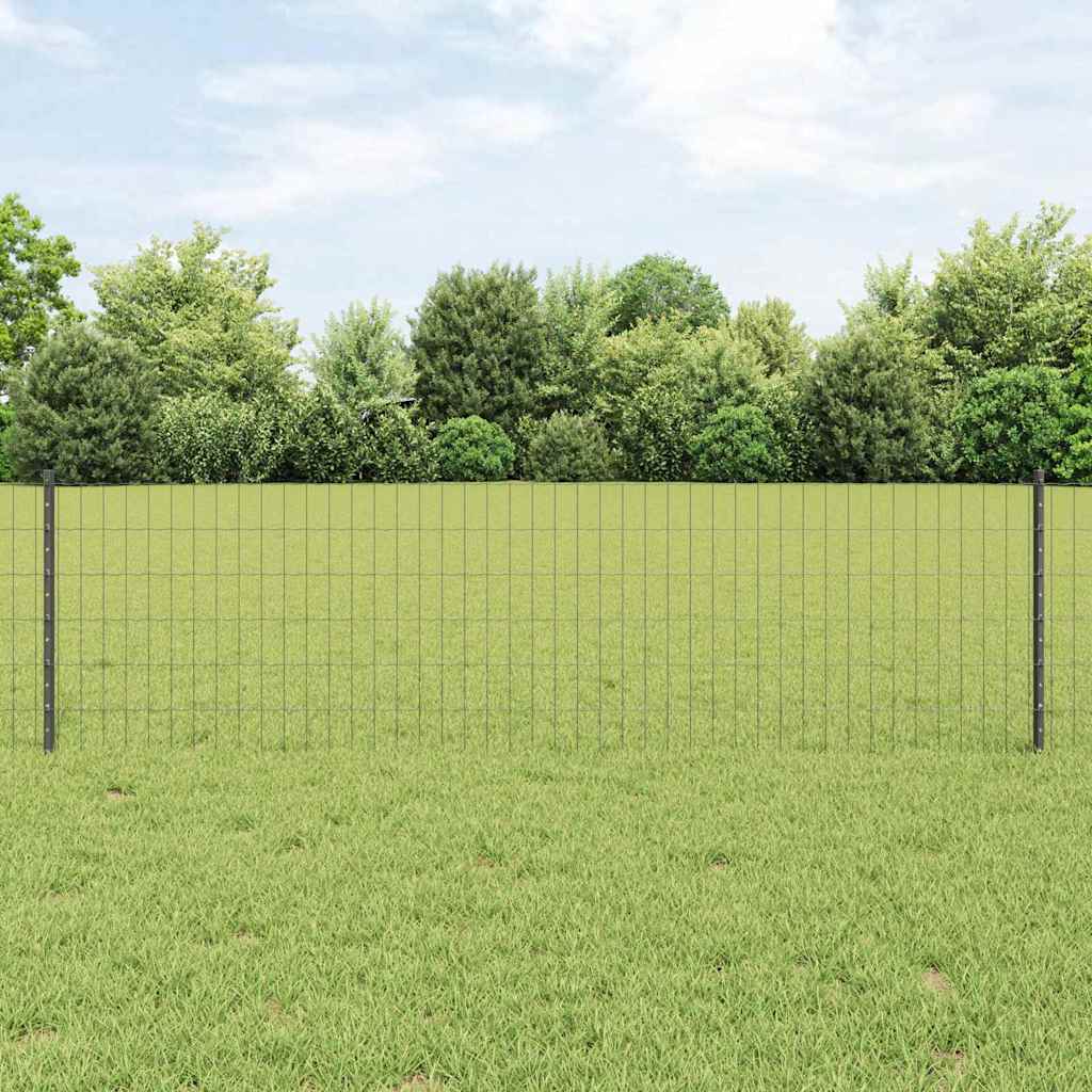 Eurohegn med stolpe 50 x 0,6 m PVC-belagt stål Grå Mesh