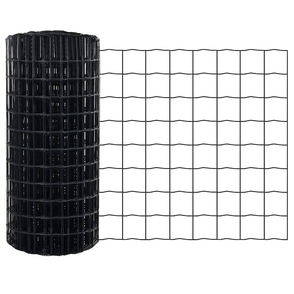 Eurohegn med stolpe 50 x 0,6 m PVC-belagt stål Grå Mesh