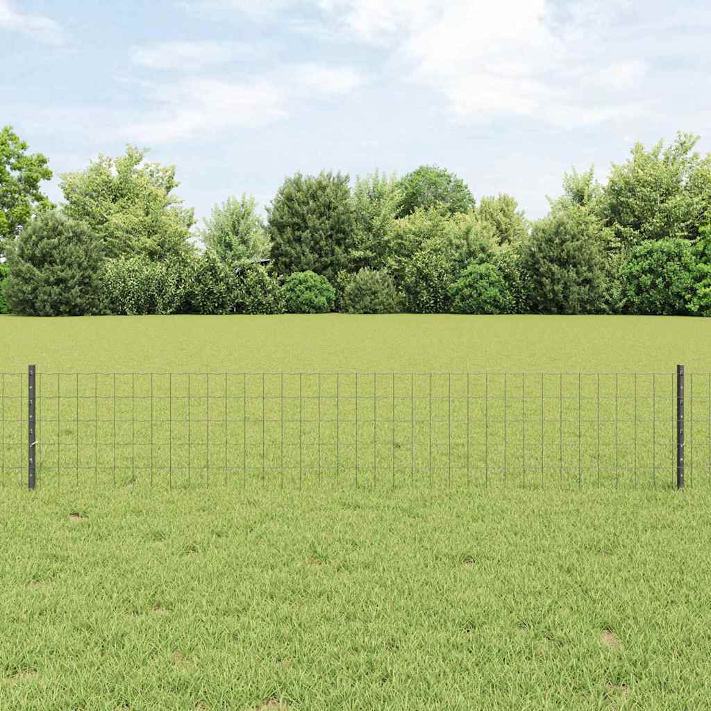 Eurohegn med stolpe 10 x 0,4 m PVC-belagt stål Grå Mesh