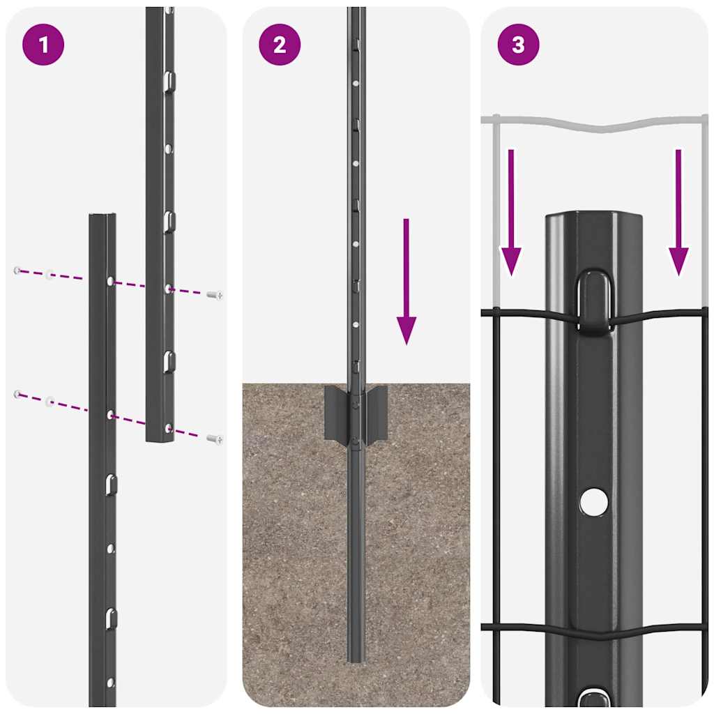 Eurohegn med stolpe 10 x 1,4 m PVC-belagt stål Grå Mesh