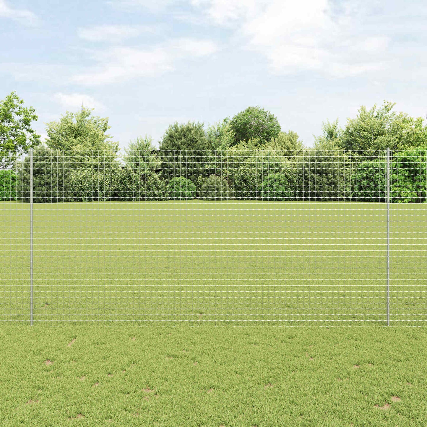 Eurohegn med stolpe 10 x 1,5 m Galvaniseret stål Sølv Mesh