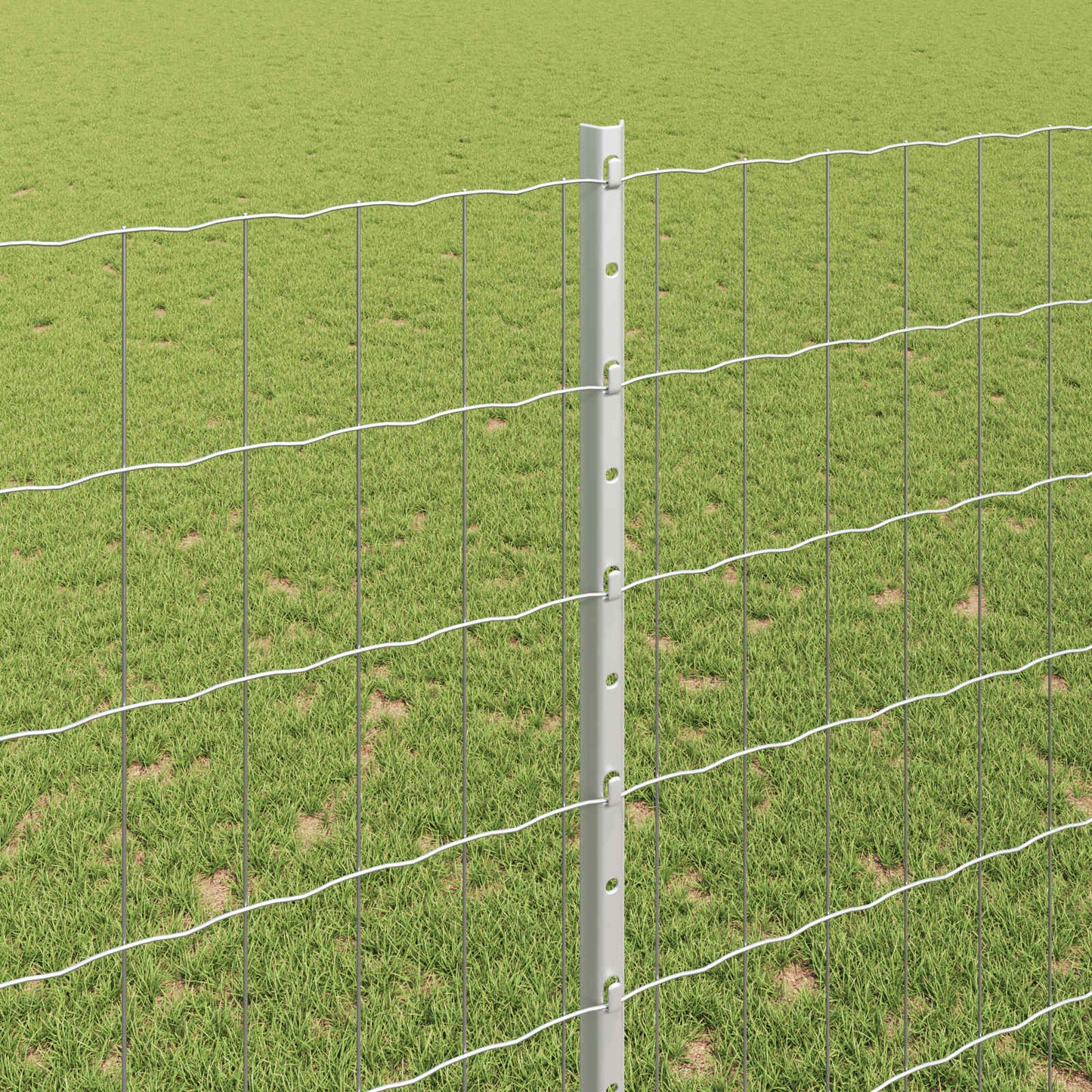 Eurohegn med stolpe 10 x 1,5 m Galvaniseret stål Sølv Mesh