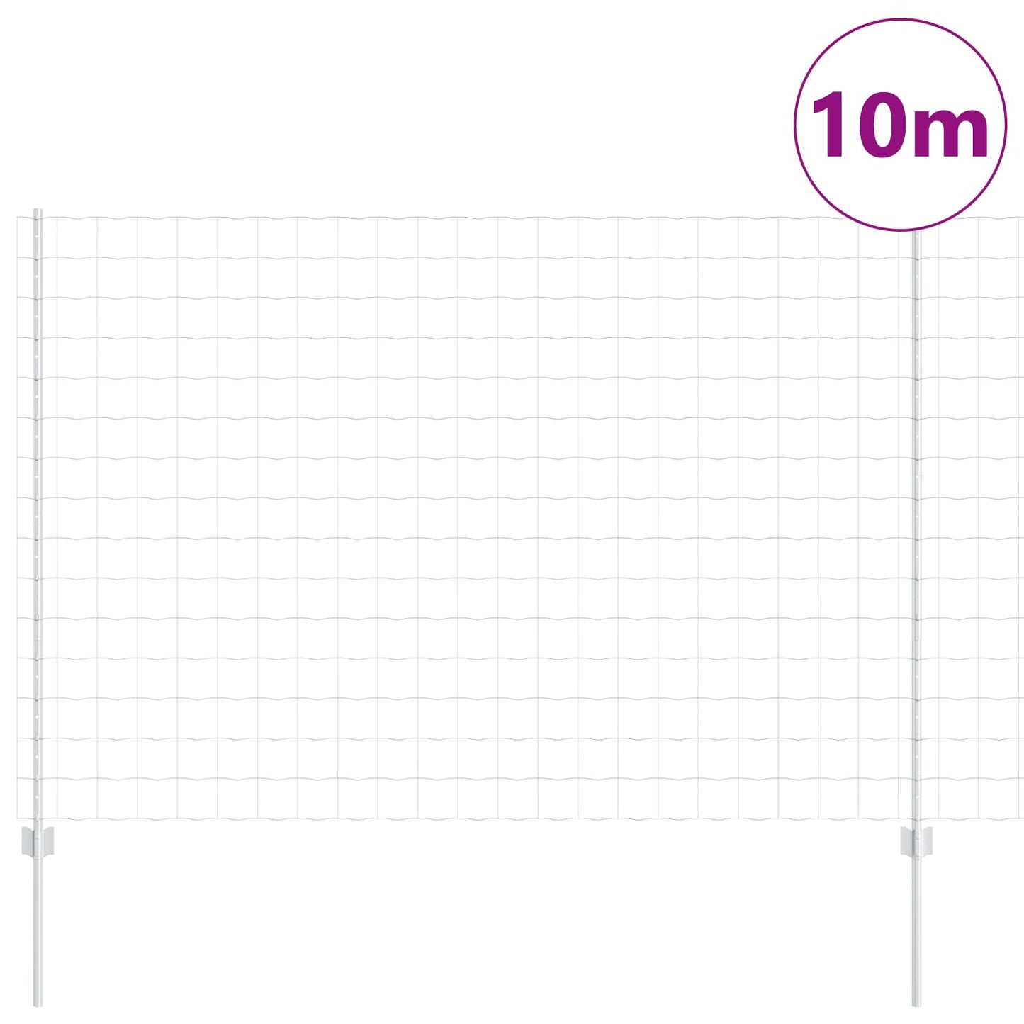 Eurohegn med stolpe 10 x 1,5 m Galvaniseret stål Sølv Mesh