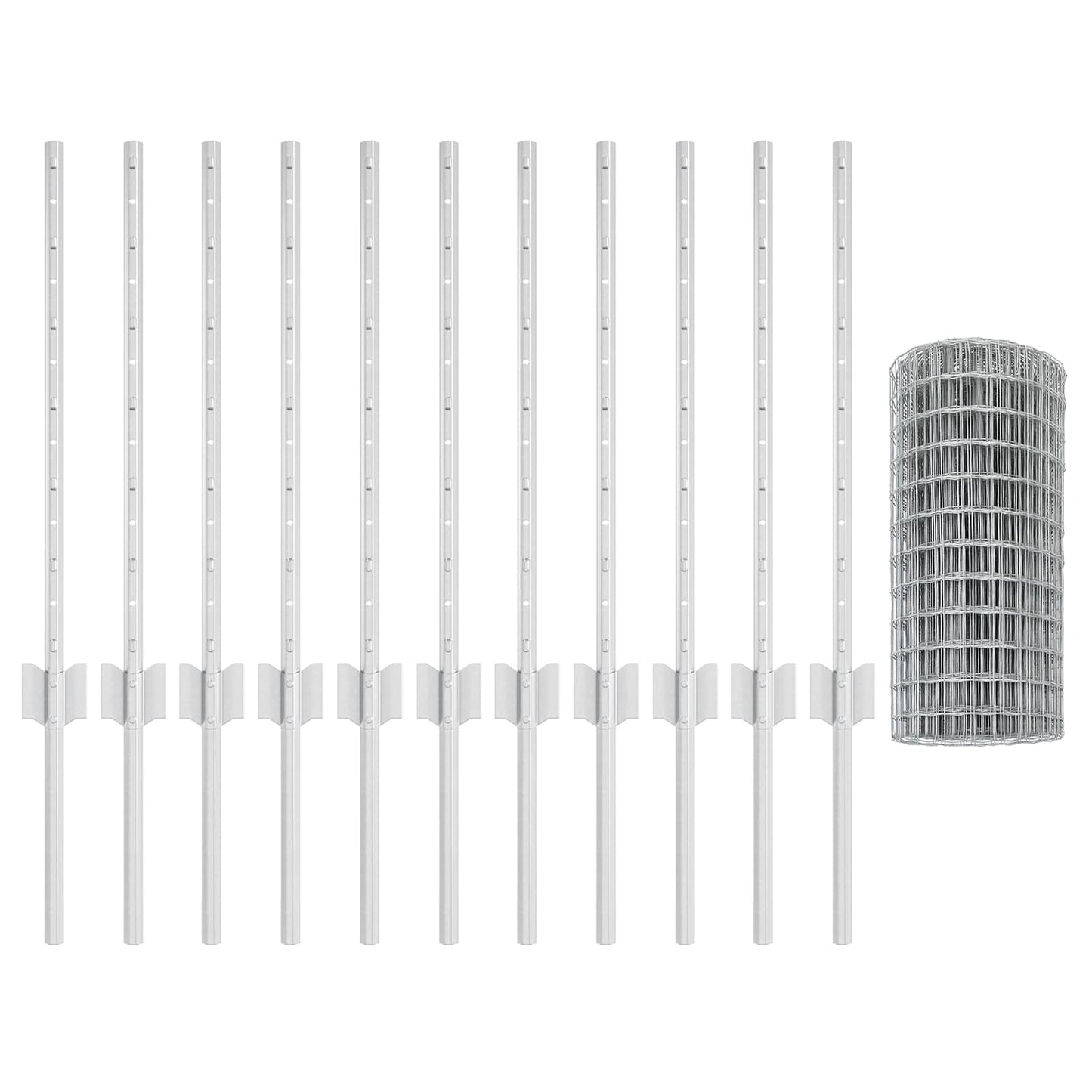 Eurohegn med stolpe 25 x 0,6 m Galvaniseret stål Sølv Mesh