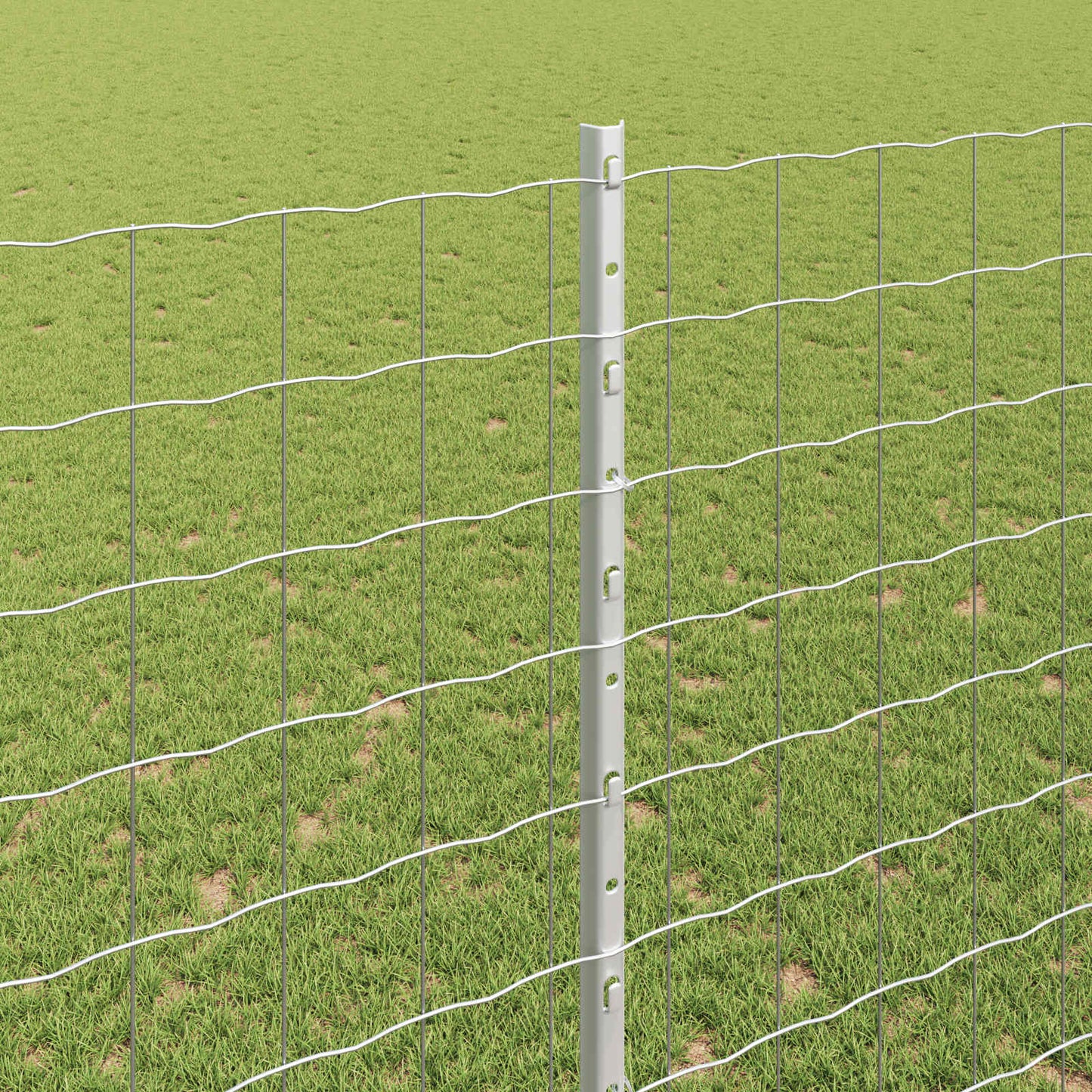 Eurohegn med stolpe 10 x 1,6 m Galvaniseret stål Sølv Mesh