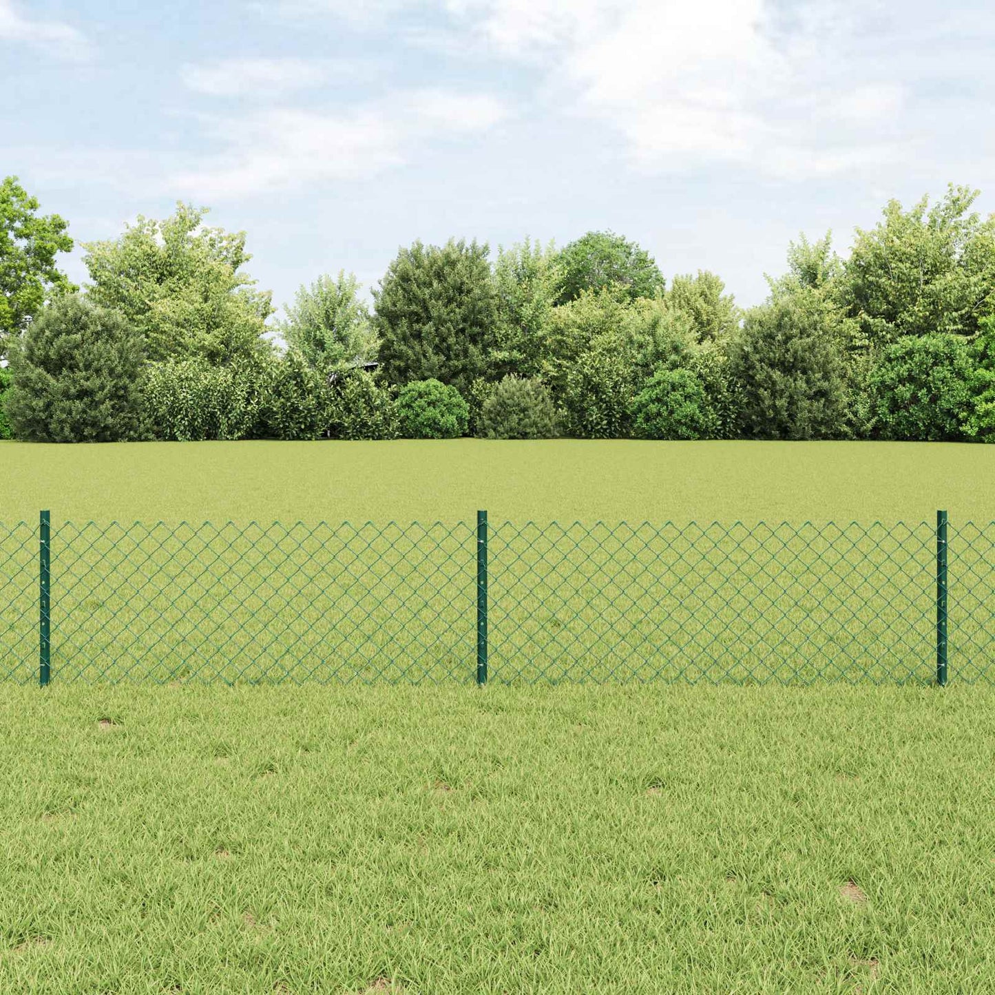 Kæde-link hegn med stolpe 10 x 0,4 m PVC-belagt stål Grøn Mesh