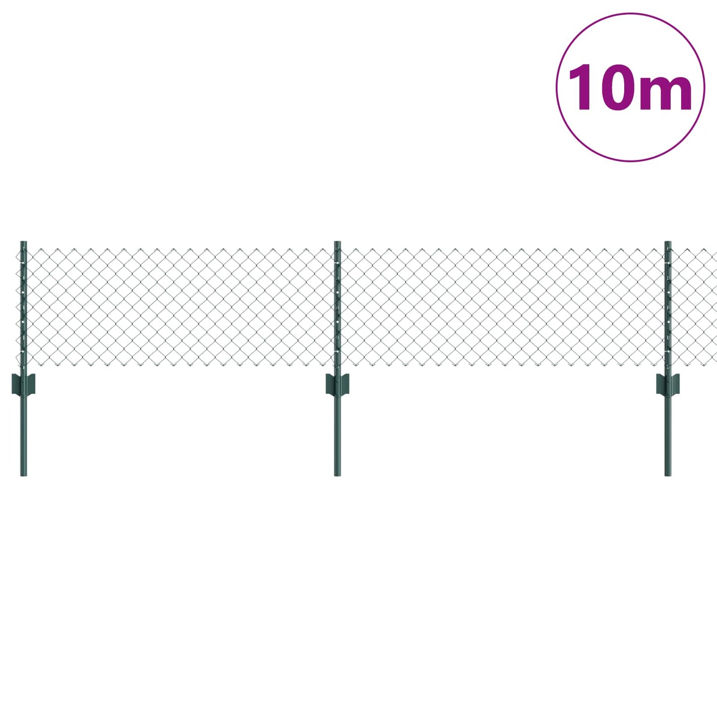 Kæde-link hegn med stolpe 10 x 0,4 m PVC-belagt stål Grøn Mesh