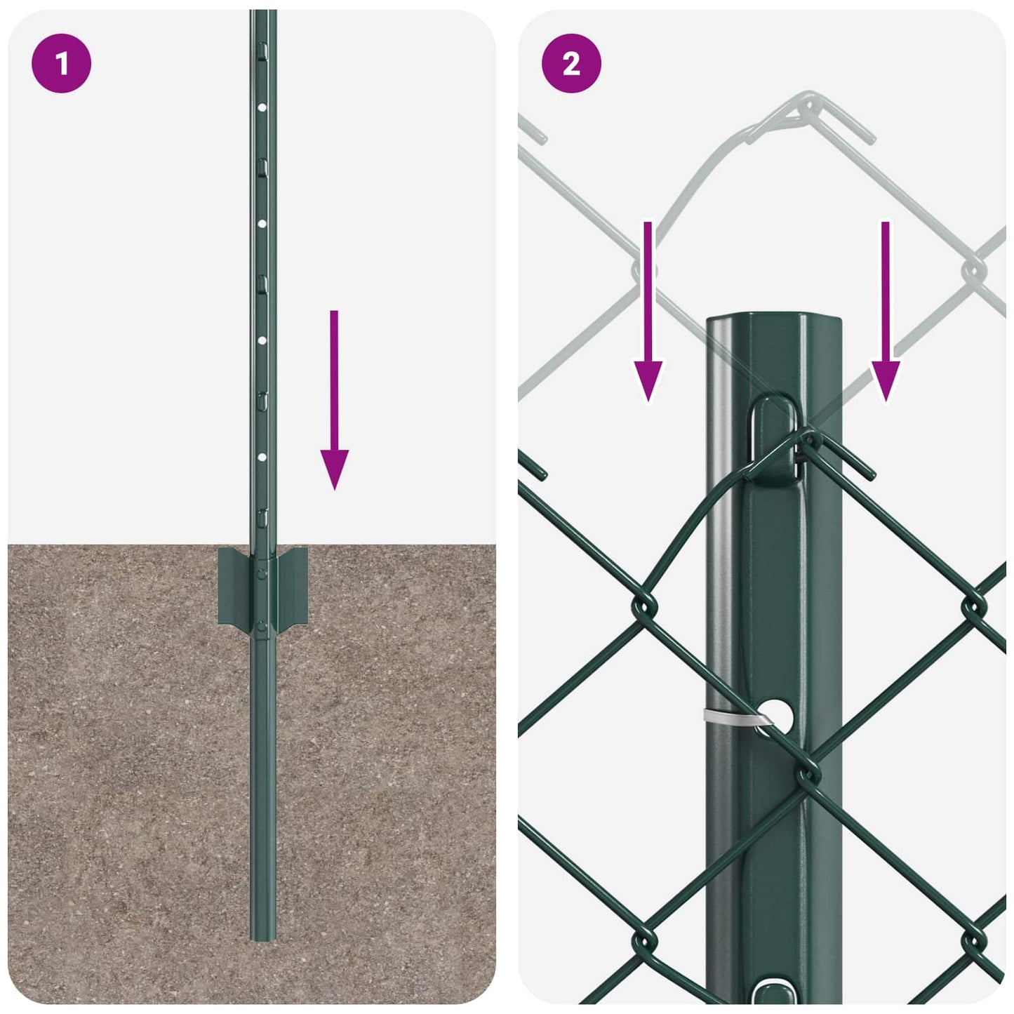 Kæde-link hegn med stolpe 10 x 0,8 m PVC-belagt stål Grøn Mesh