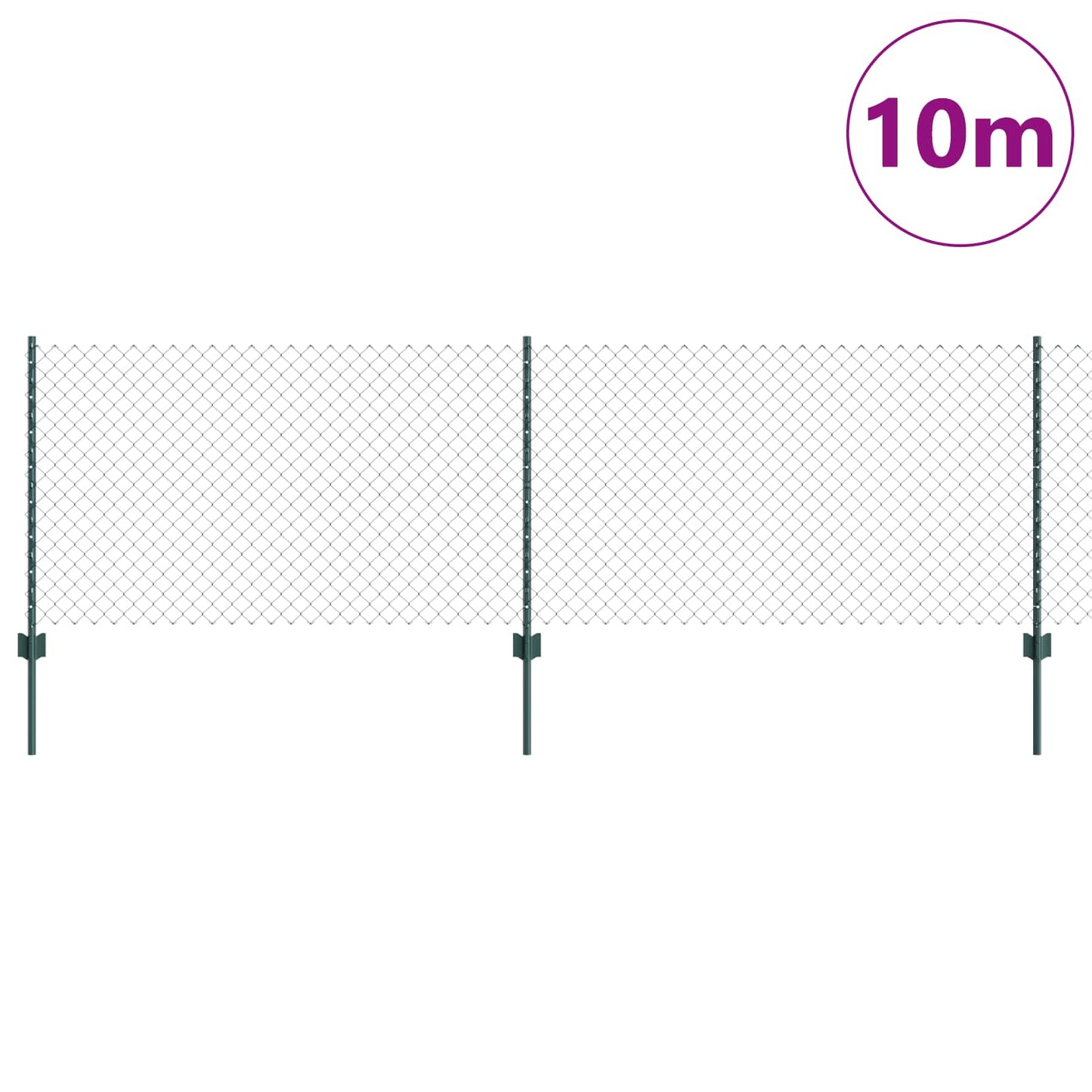 Kæde-link hegn med stolpe 10 x 0,8 m PVC-belagt stål Grøn Mesh