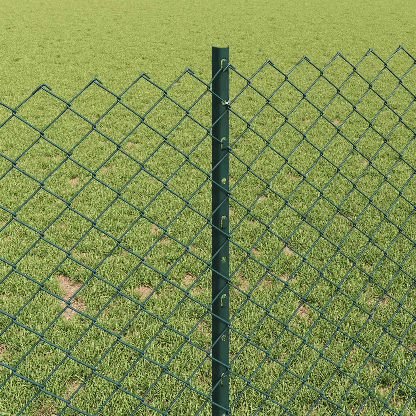 Kæde-link hegn med stolpe 10 x 1 m PVC-belagt stål Grøn Mesh