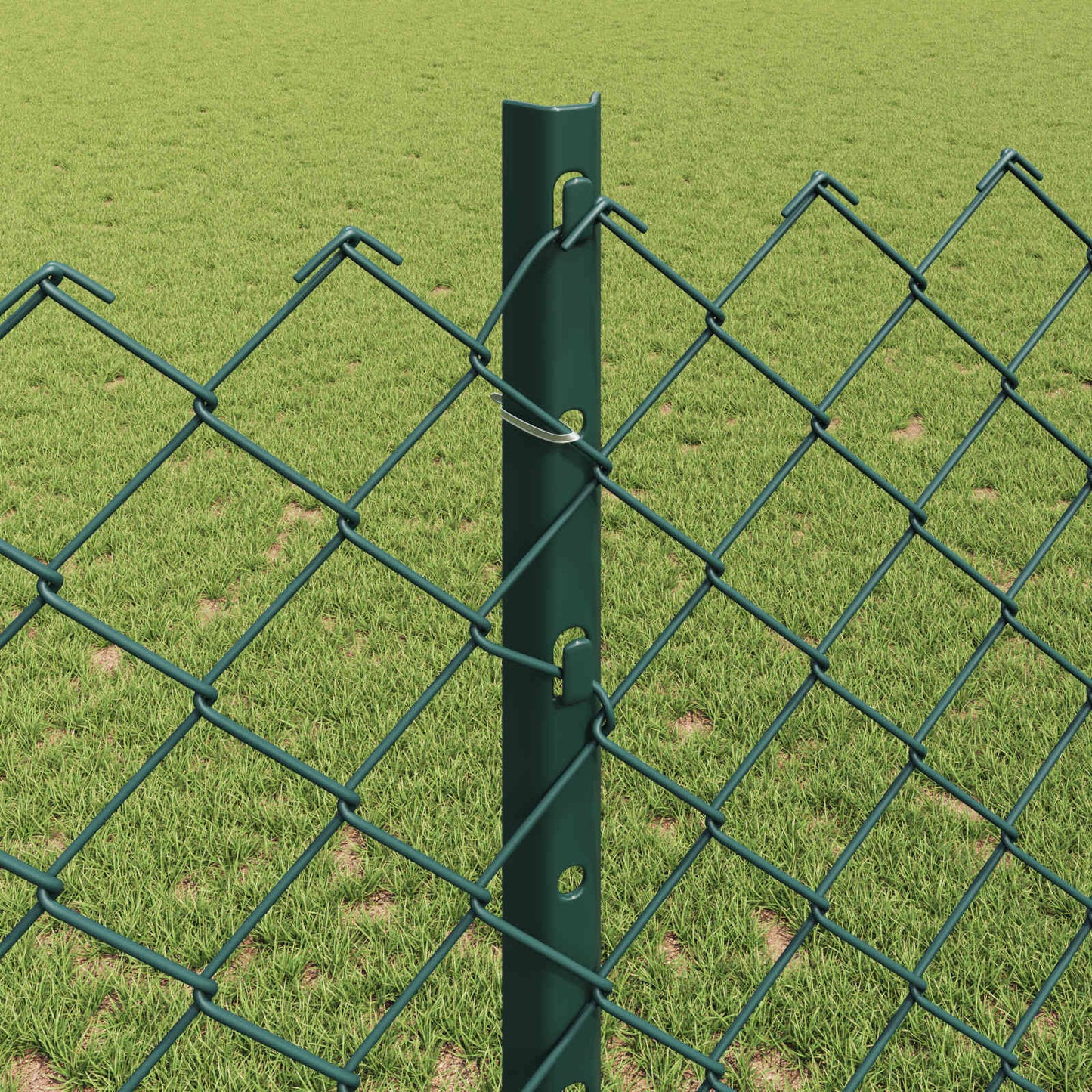 Udendørs kædehegn med stolpe 10 x 1,2 m PVC-belagt stål Grøn