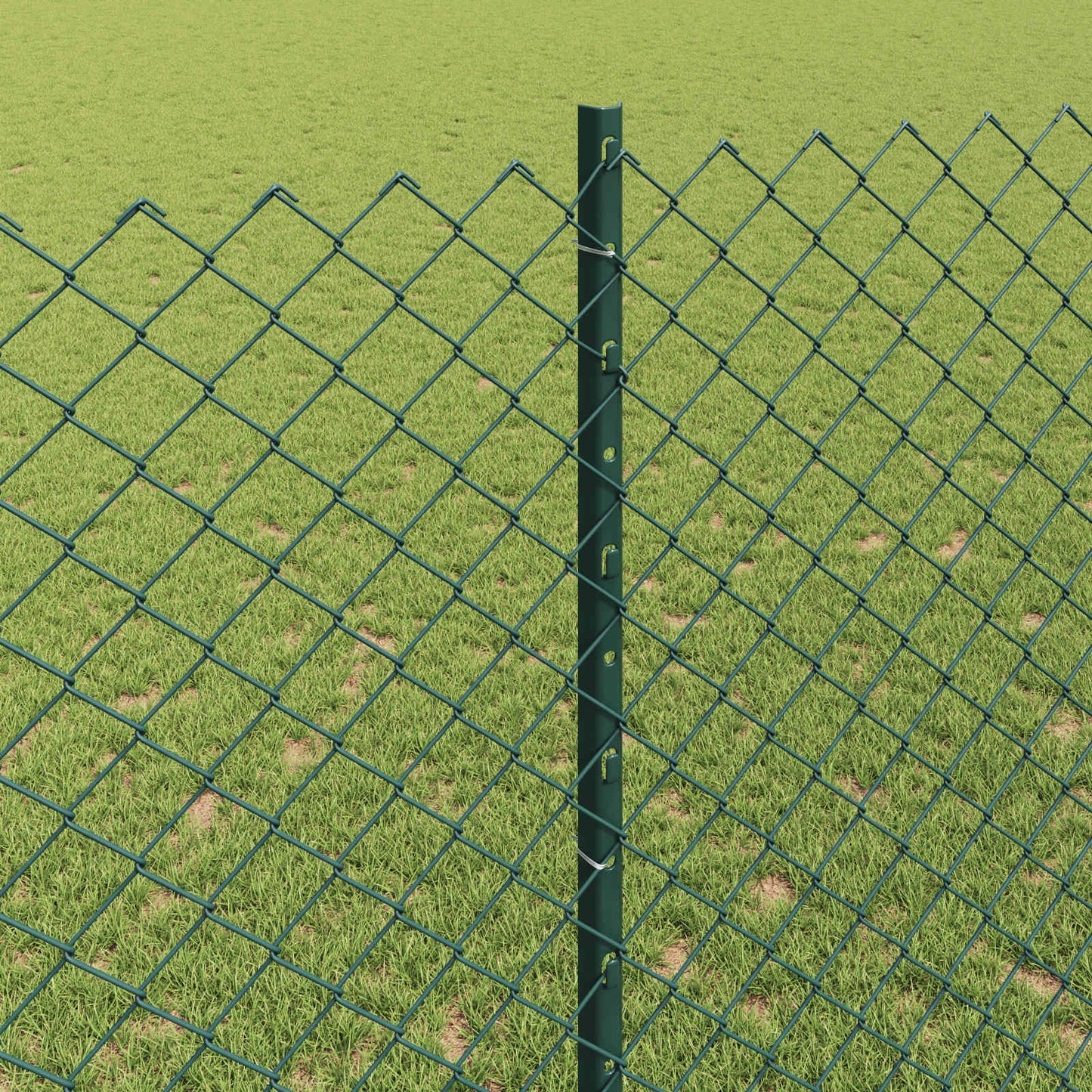 Udendørs kædehegn med stolpe 10 x 1,4 m PVC-belagt stål Grøn