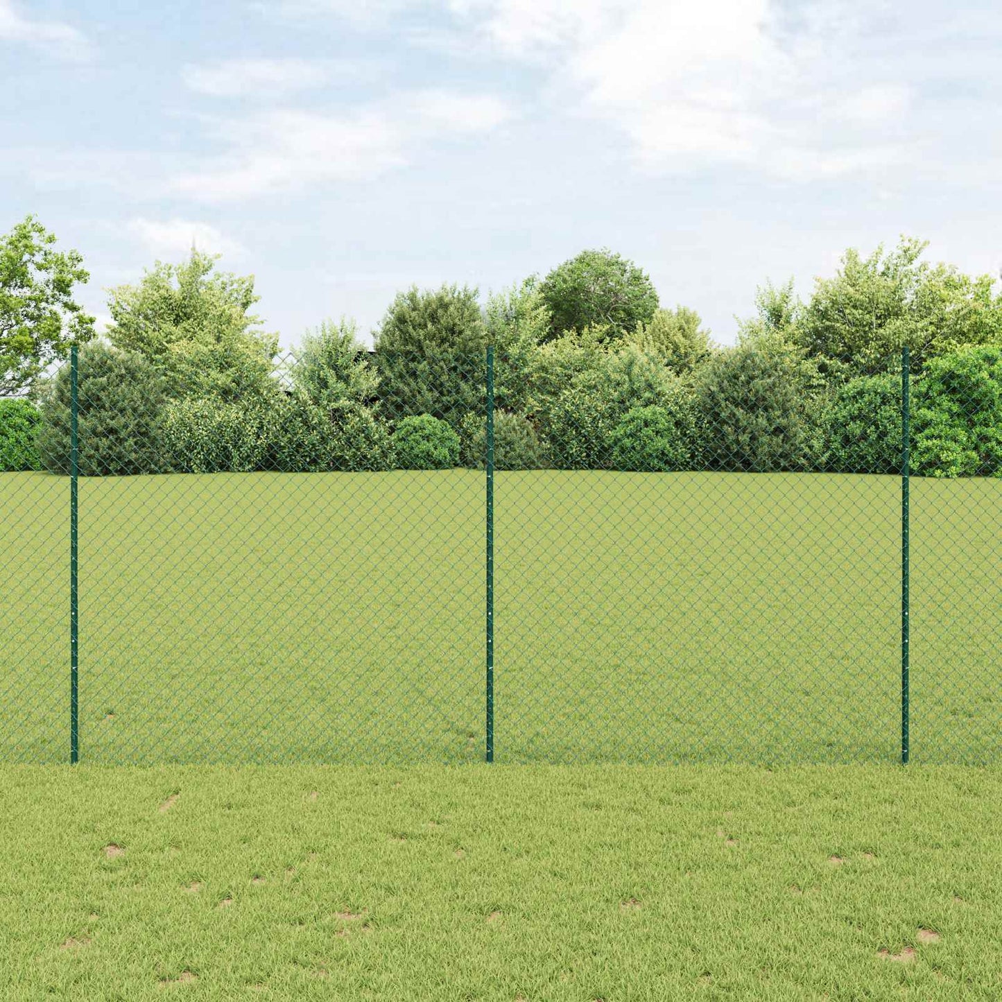 Kæde-link hegn med stolpe 10 x 1,5 m PVC-belagt stål Grøn Mesh