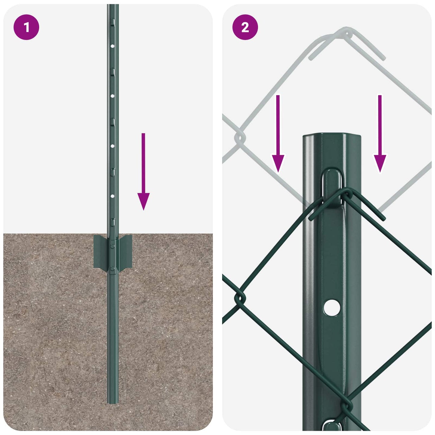 Kæde-link hegn med stolpe 10 x 0,4 m PVC-belagt stål Grøn Mesh