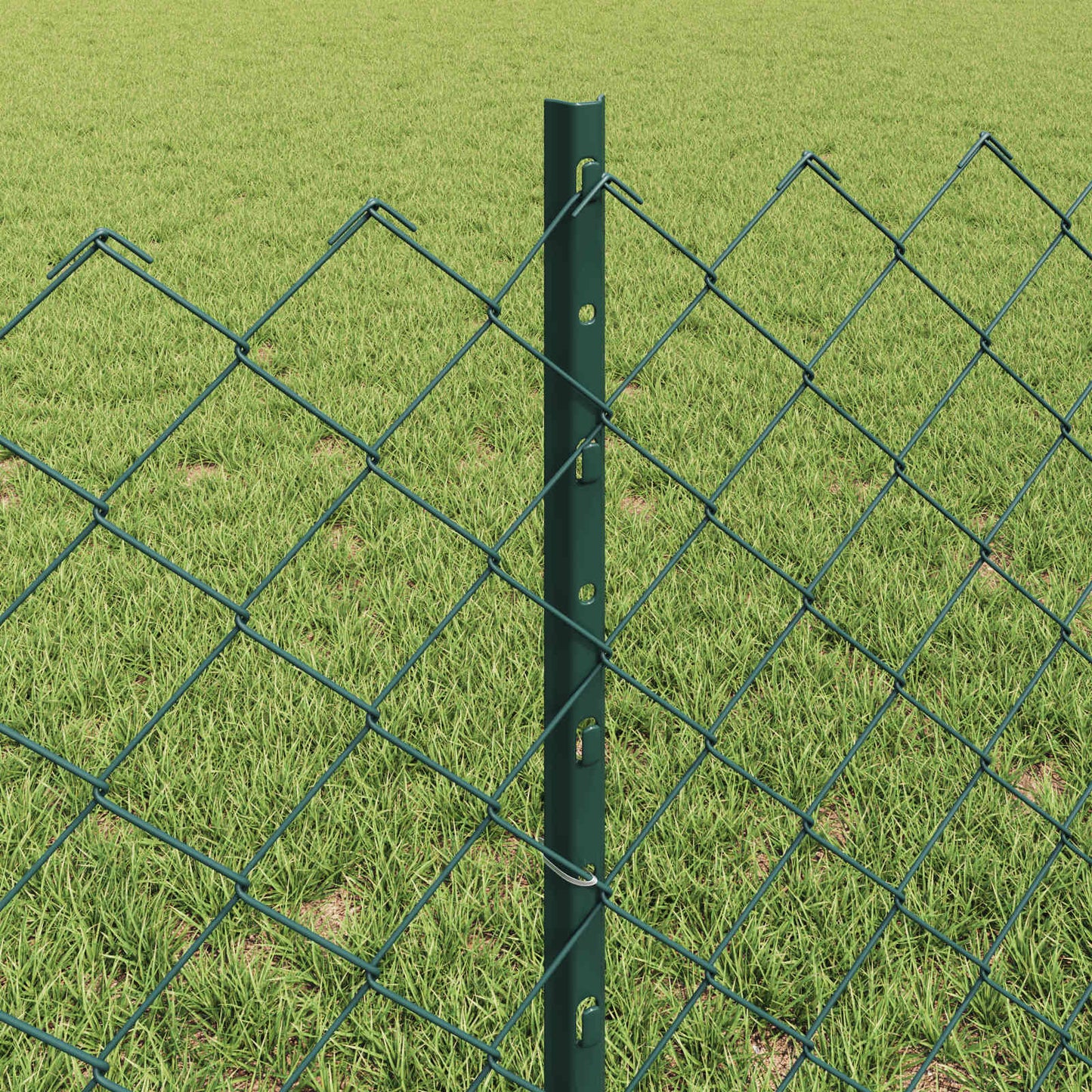 Udendørs kædehegn med stolpe 10 x 0,6 m PVC-belagt stål Grøn