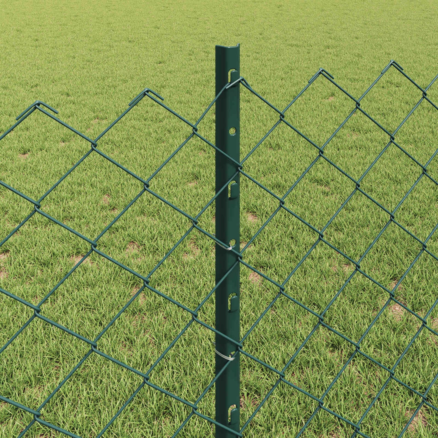Udendørs kædehegn med stolpe 10 x 0,8 m PVC-belagt stål Grøn