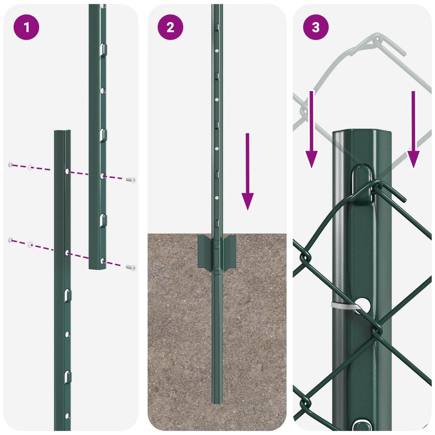 Udendørs kædehegn med stolpe 25 x 1 m PVC-belagt stål Grøn Mesh