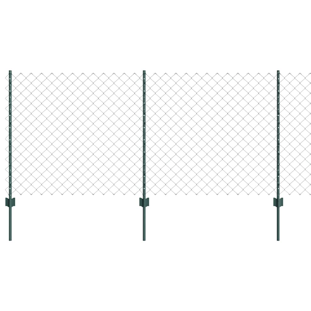 Kæde-link hegn med stolpe 25 x 1 m Galvaniseret stål Grøn Mesh