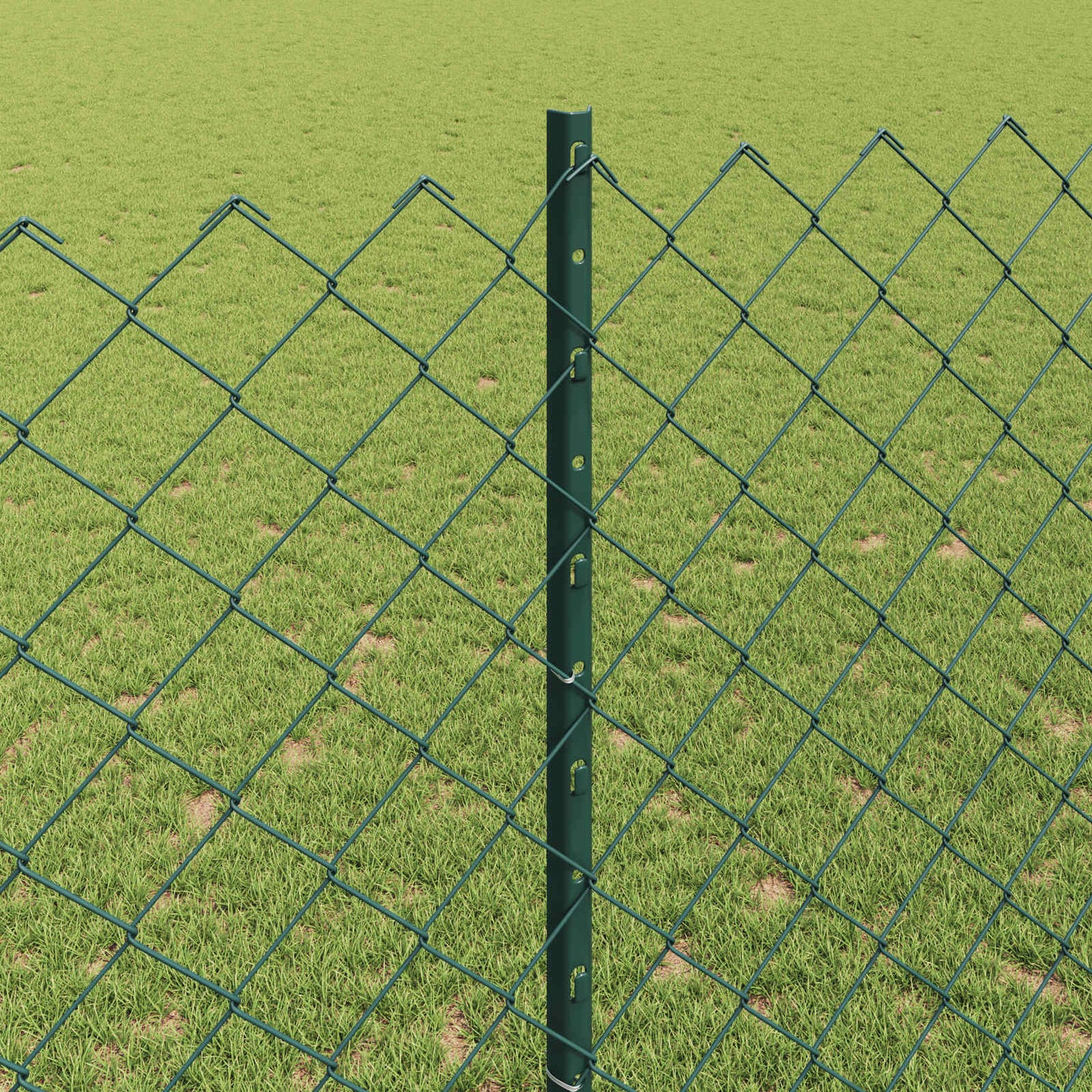 Udendørs kædehegn med stolpe 25 x 1,4 m PVC-belagt stål Grøn
