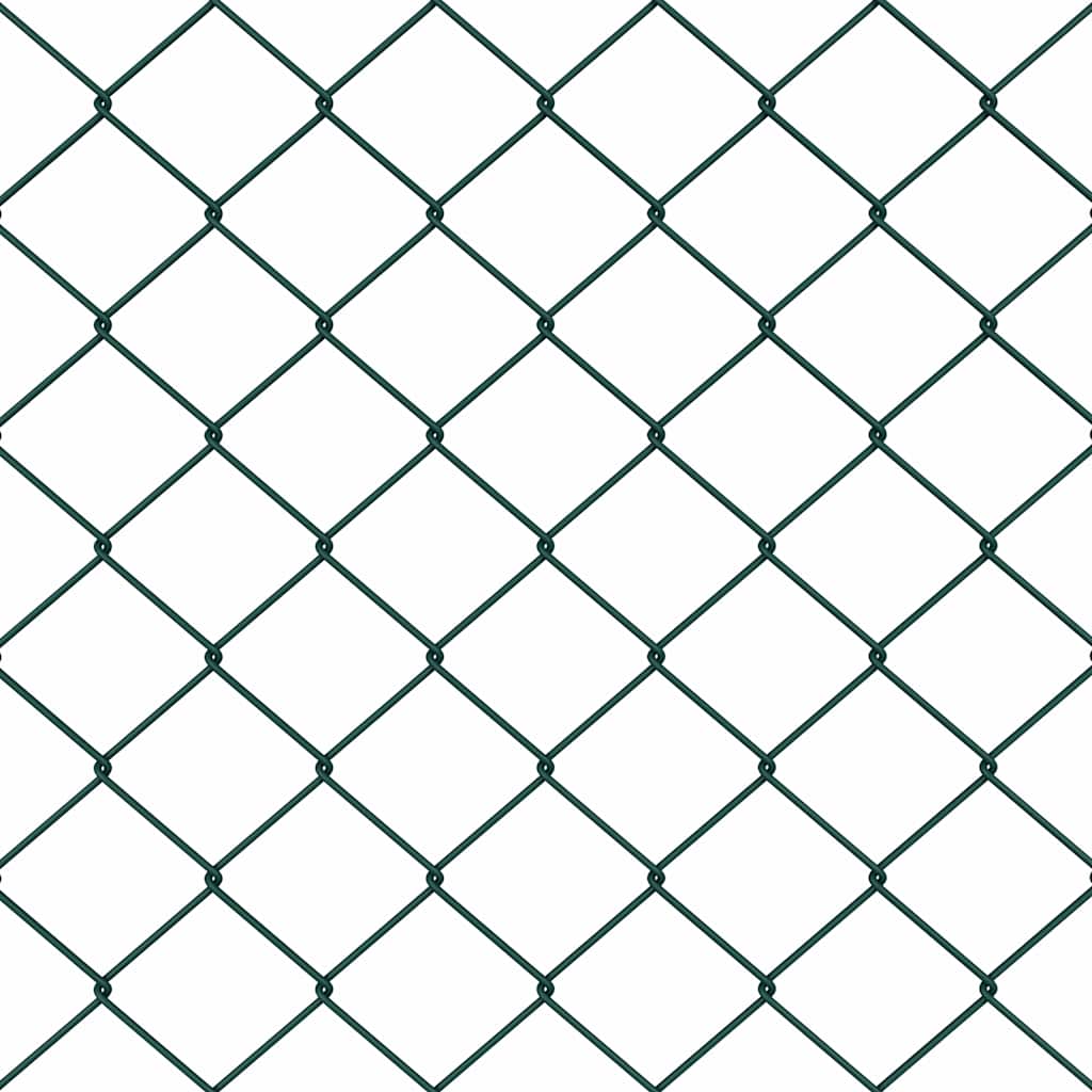 Kæde-link hegn med stolpe 25 x 1,5 m Galvaniseret stål Grøn