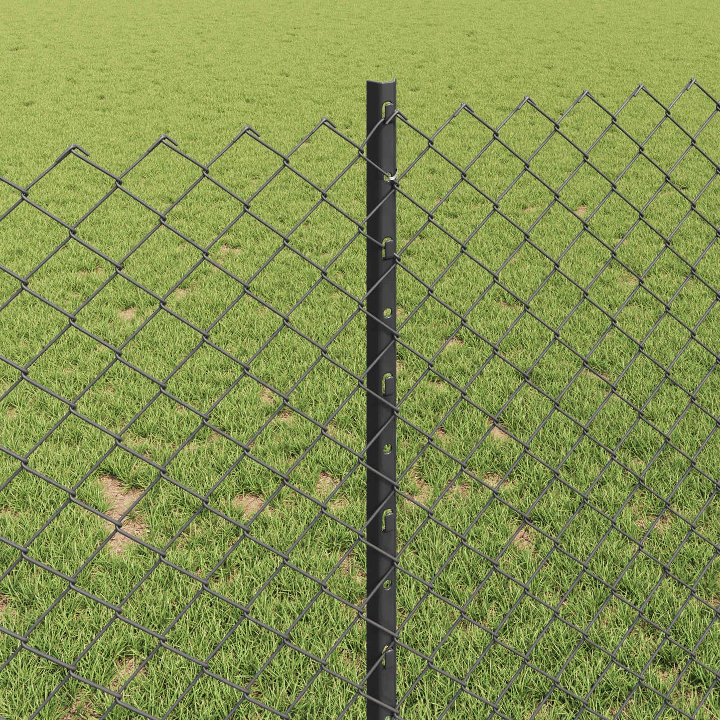 Kæde-link hegn med stolpe 10 x 1 m PVC-belagt stål Grå Mesh