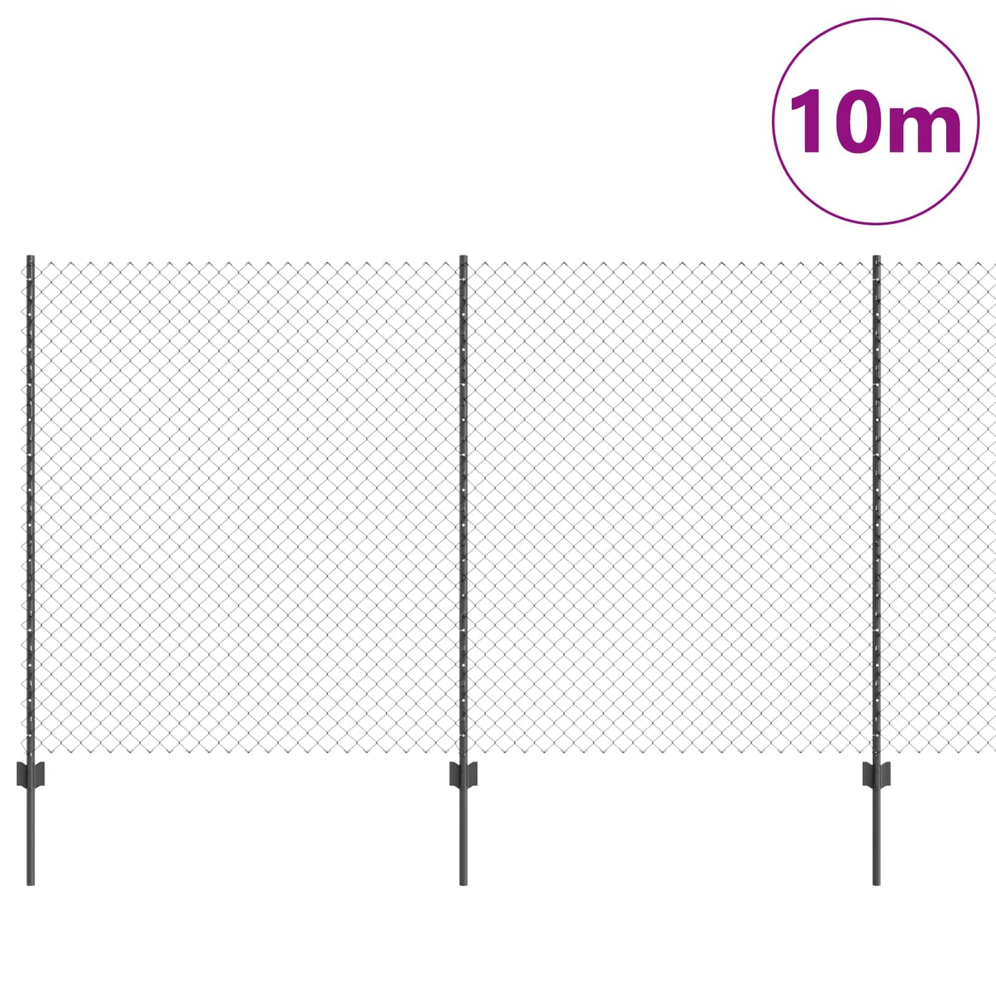 Udendørs kædehegn med stolpe 10 x 1,4 m PVC-belagt stål Grå