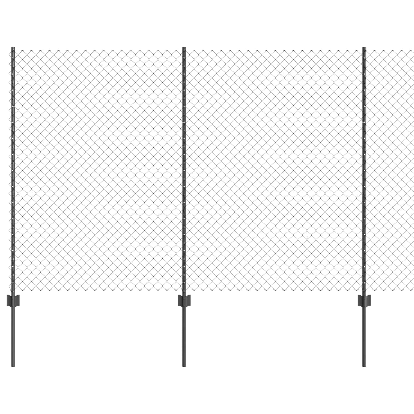 Udendørs kædehegn med stolpe 10 x 1,5 m PVC-belagt stål Grå