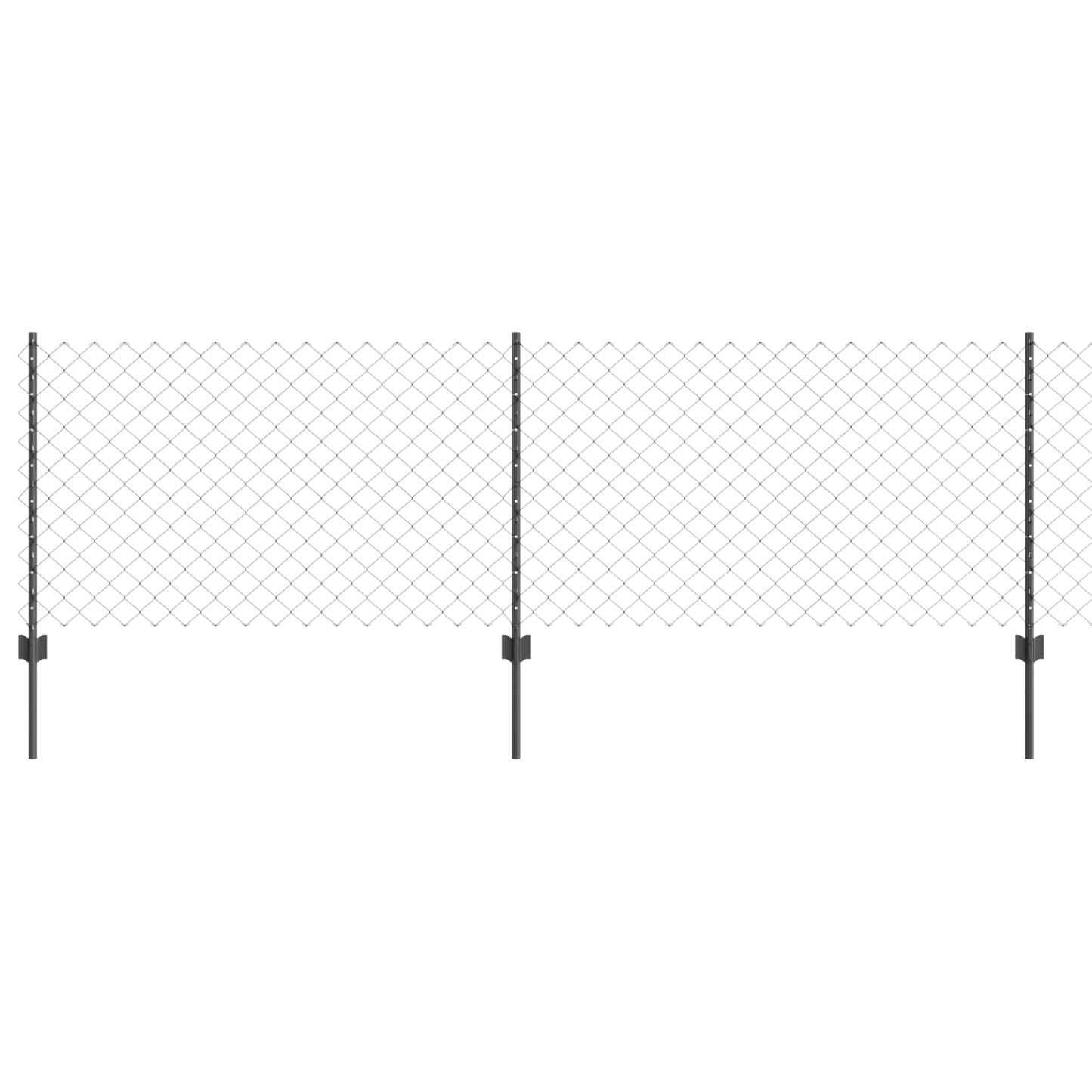 Udendørs kædehegn med stolpe 10 x 0,8 m PVC-belagt stål Grå