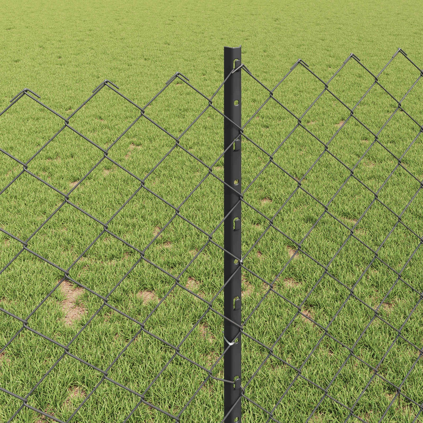 Udendørs kædehegn med stolpe 10 x 1 m PVC-belagt stål Grå Mesh