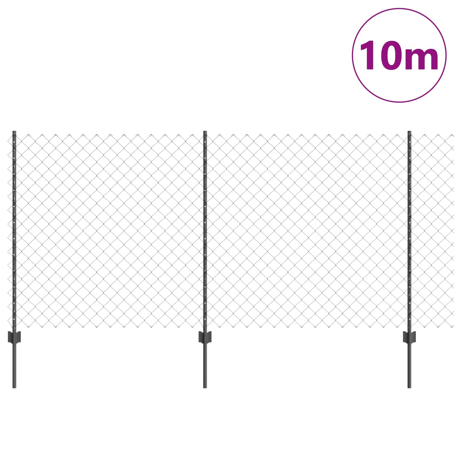 Kæde-link hegn med stolpe 10 x 1,2 m PVC-belagt stål Grå Mesh