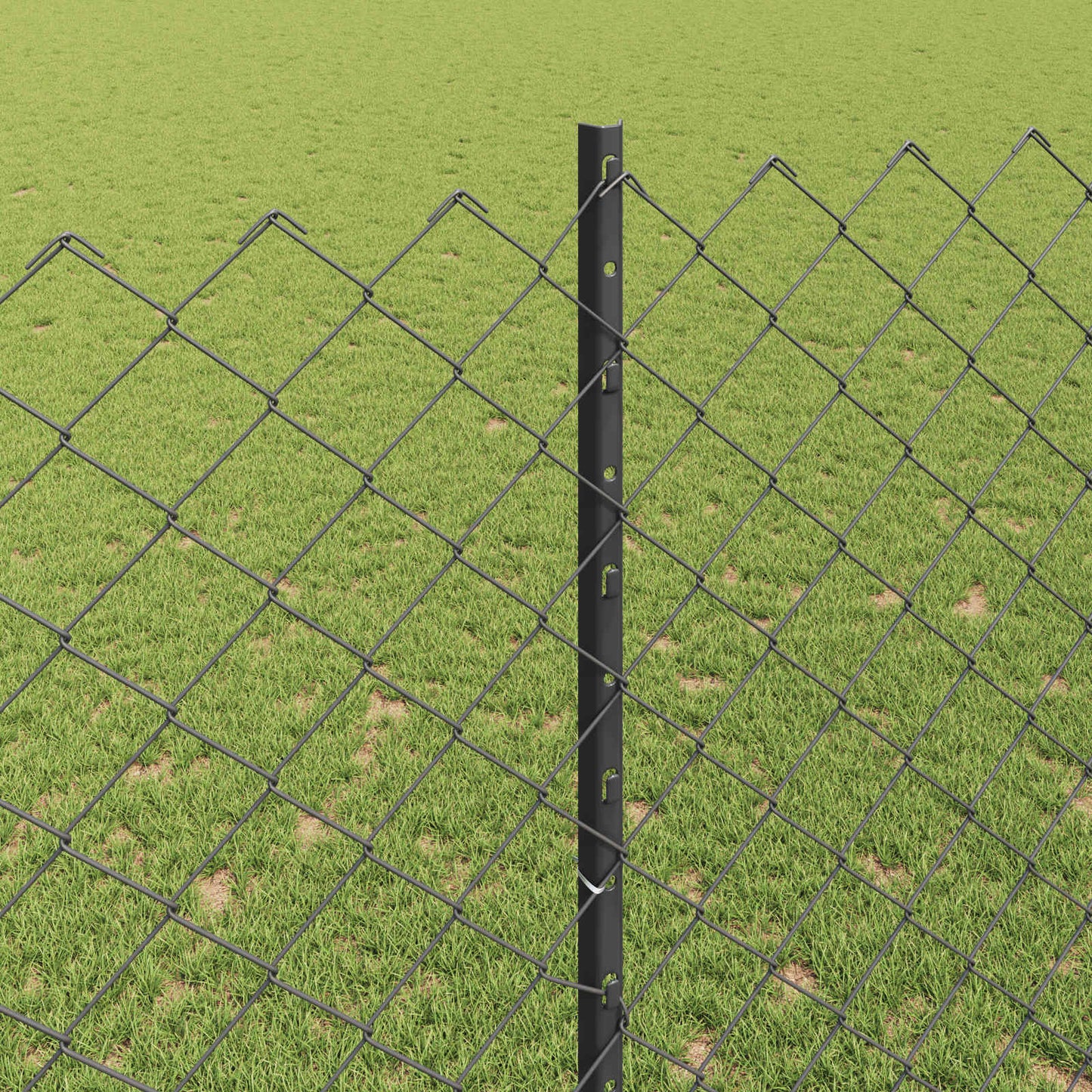 Udendørs kædehegn med stolpe 10 x 1,6 m PVC-belagt stål Grå