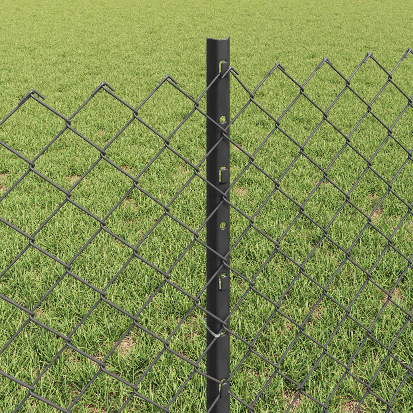Kæde-link hegn med stolpe 25 x 0,6 m PVC-belagt stål Grå Mesh