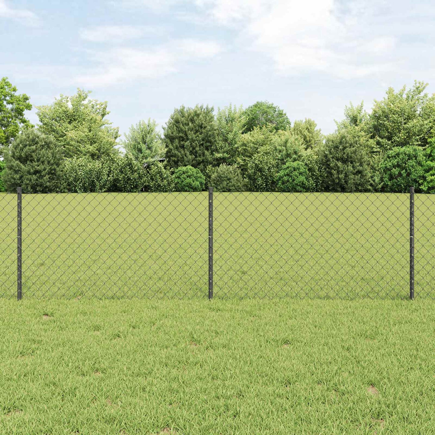 Kæde-link hegn med stolpe 25 x 0,6 m PVC-belagt stål Grå Mesh