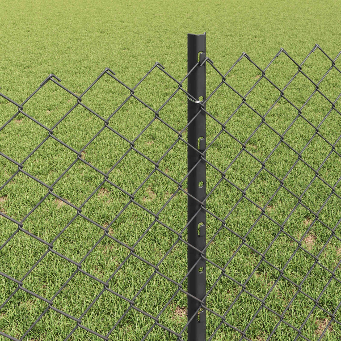 Kæde-link hegn med stolpe 25 x 0,8 m PVC-belagt stål Grå Mesh