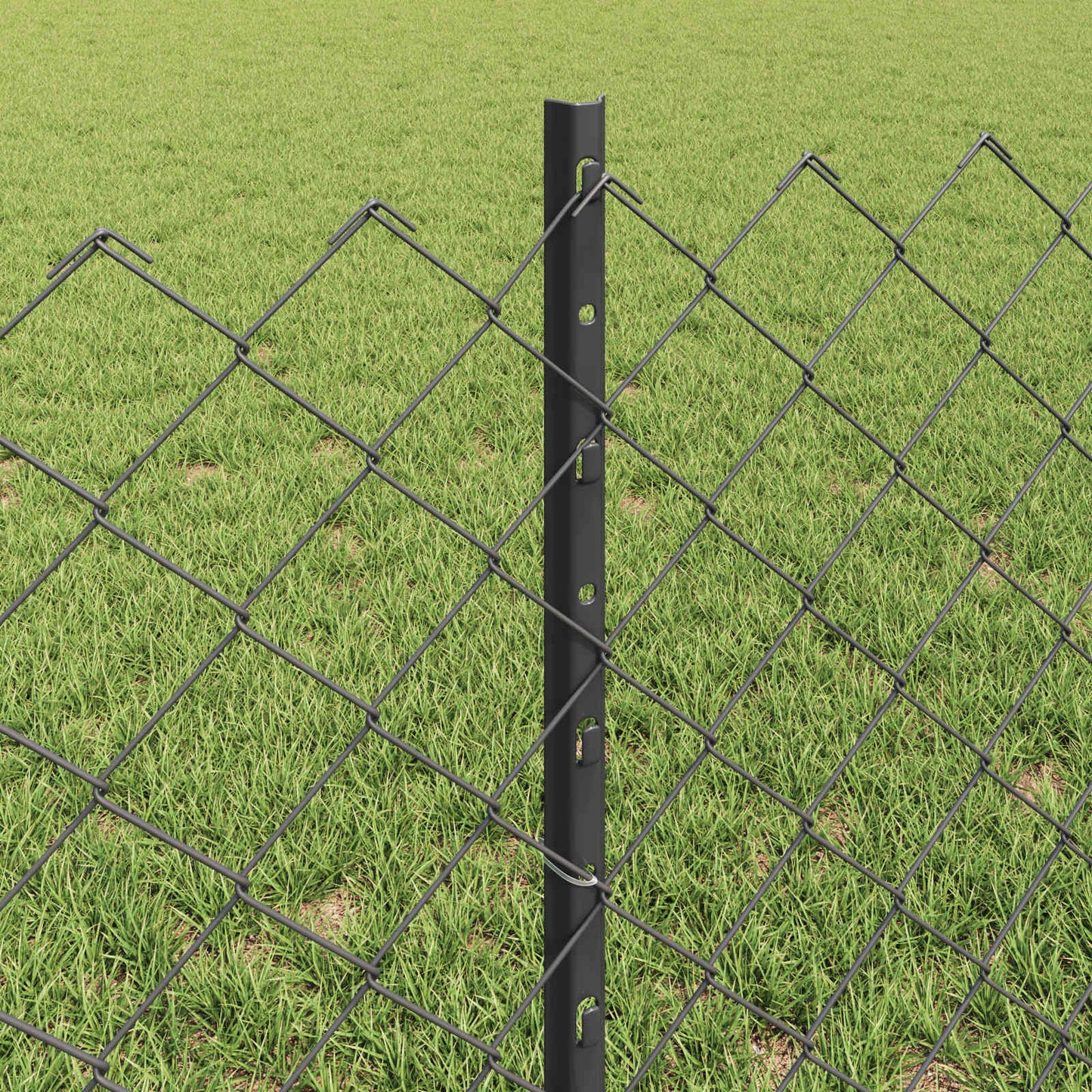 Kæde-link hegn med stolpe 25 x 0,6 m PVC-belagt stål Grå Mesh