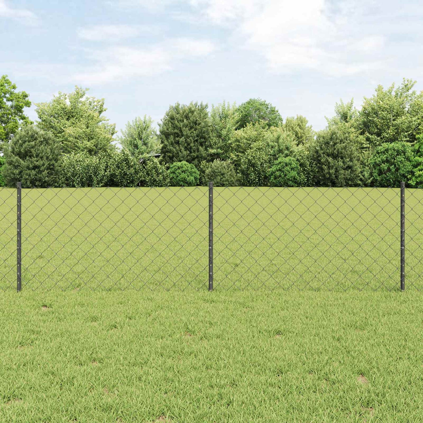 Kæde-link hegn med stolpe 25 x 0,6 m PVC-belagt stål Grå Mesh