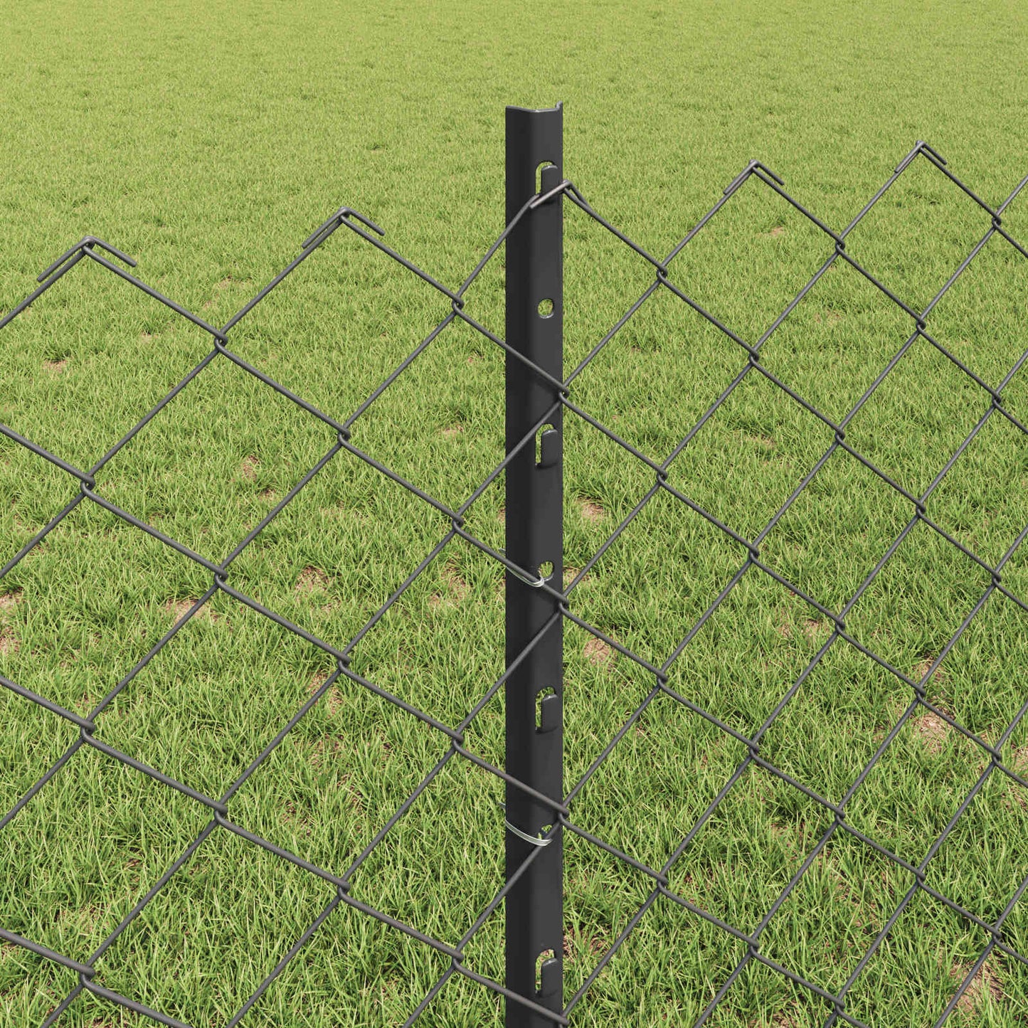 Kæde-link hegn med stolpe 25 x 0,8 m Galvaniseret stål Grå Mesh