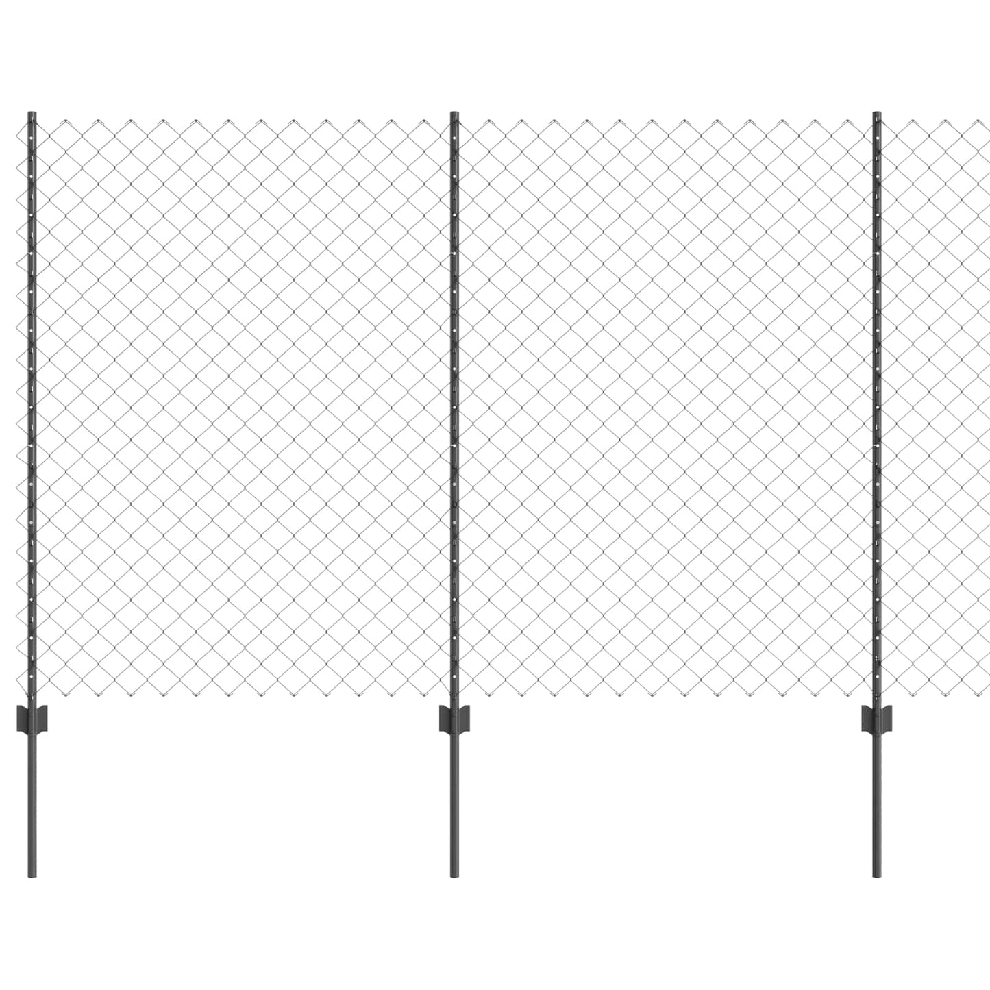 Udendørs kædehegn med stolpe 25 x 1,6 m PVC-belagt stål Grå