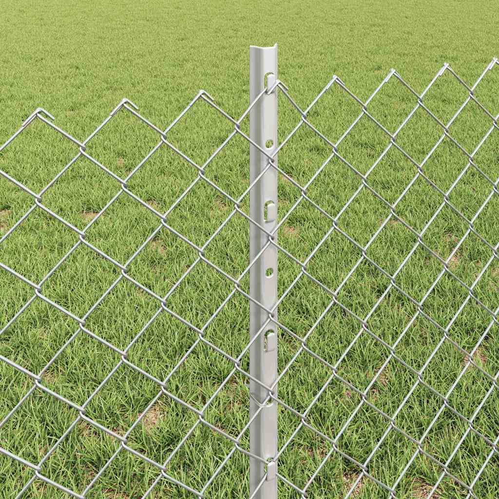 Kæde-link hegn med stolpe 10 x 0,6 m Galvaniseret stål Sølv