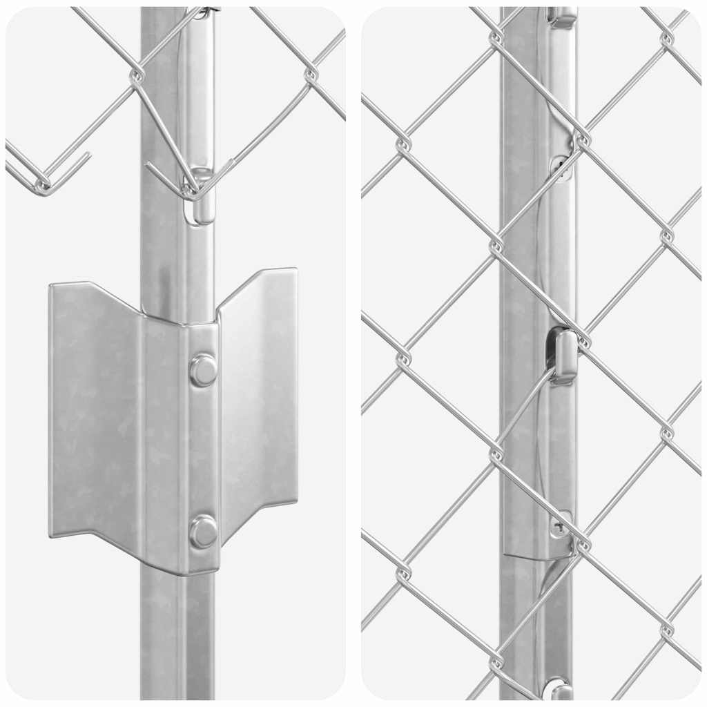 Kæde-link hegn med stolpe 10 x 1 m Galvaniseret stål Sølv Mesh
