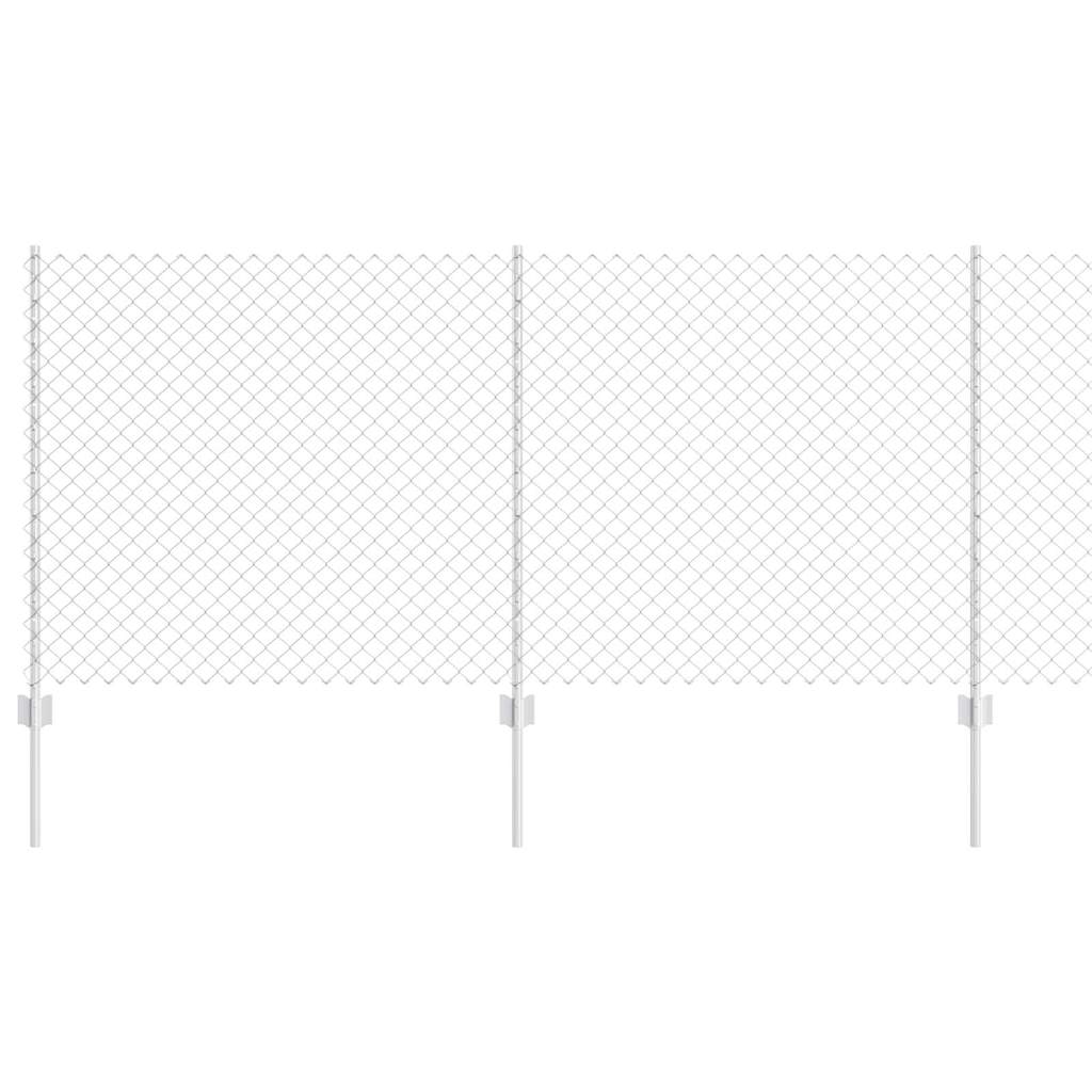 Kæde-link hegn med stolpe 10 x 1 m Galvaniseret stål Sølv Mesh