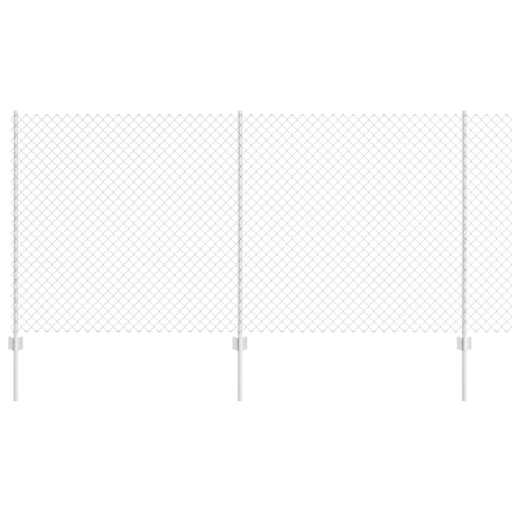 Kæde-link hegn med stolpe 10 x 1,2 m Galvaniseret stål Sølv