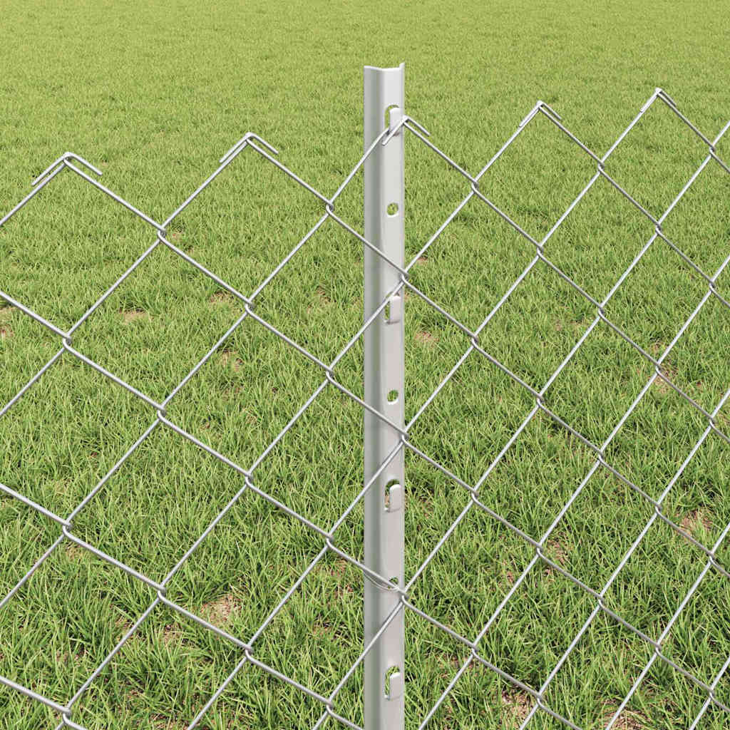 Kæde-link hegn med stolpe 10 x 0,6 m Galvaniseret stål Sølv